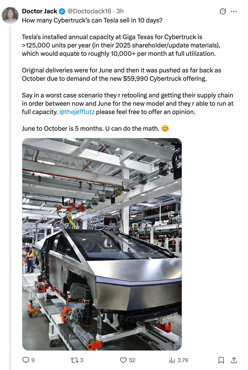Tesla Cybertruck No one will receive Dual Motor AWD until Oct now? 1772051426655-za