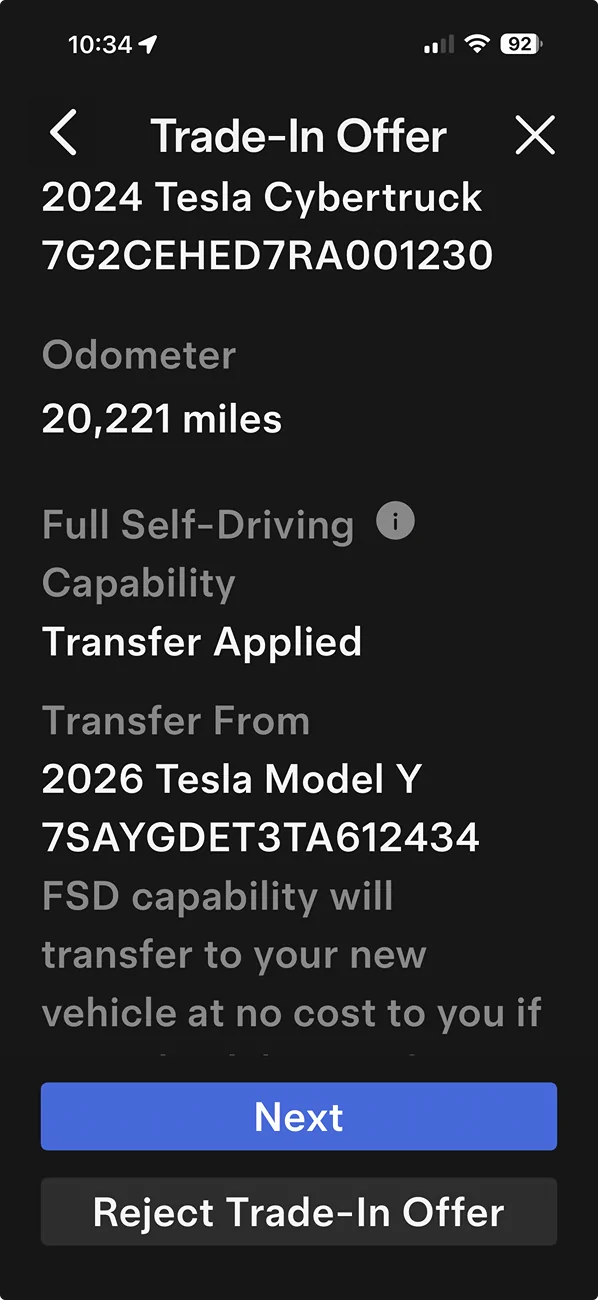 Tesla Cybertruck Anyone having issues transferring FSD from Foundation series to new Cybertruck? 1772980530492-bk
