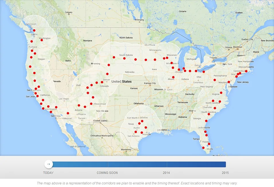Tesla Cybertruck Glacier National Park charging dilemma? tesla-motors-supercharger-network-in-winter-2014--map-as-of-january-22-2014_100453960_l