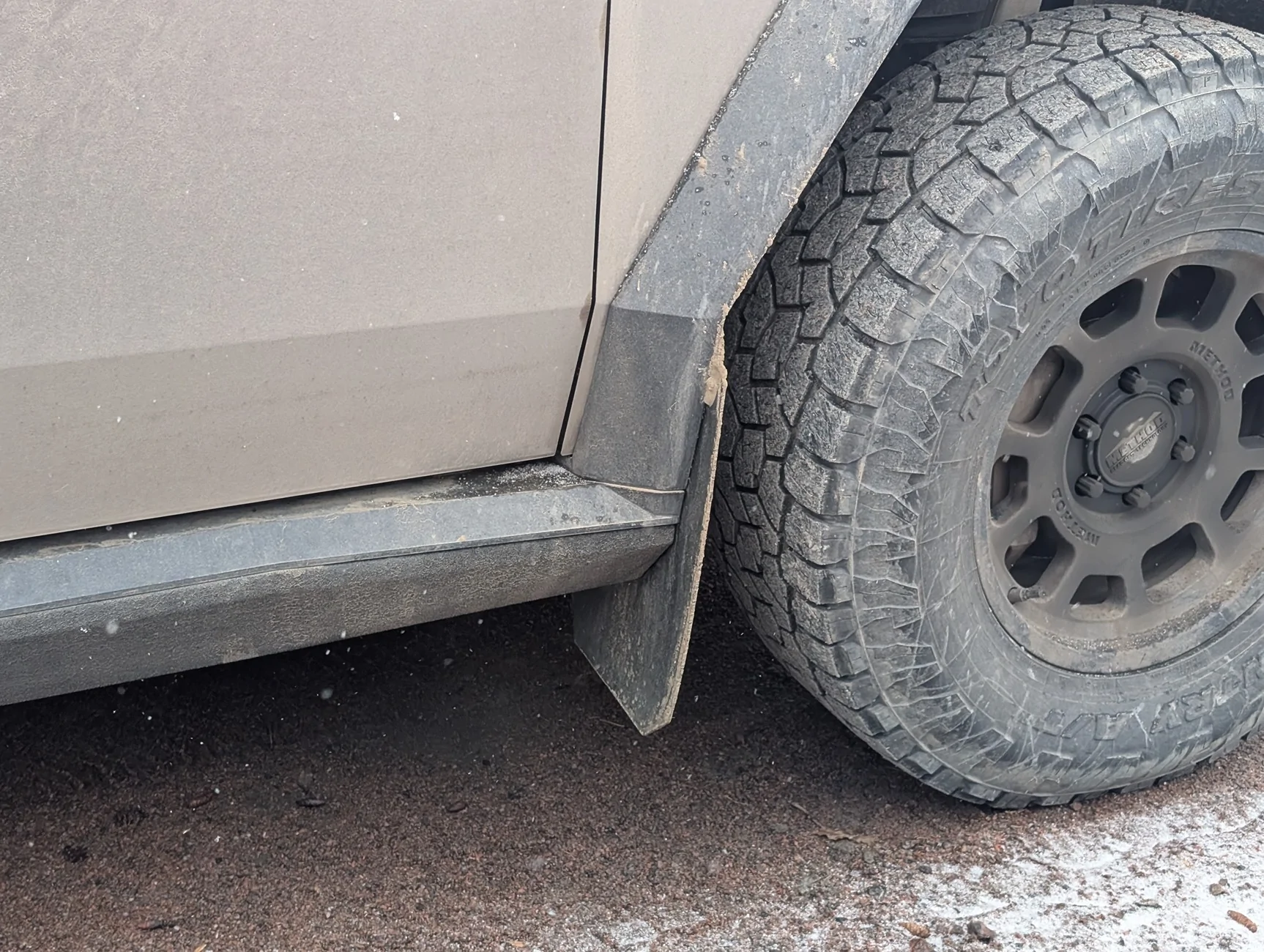 Tesla Cybertruck Rally Armor Mud Flaps work with Terrestrial Armor PXL_20260311_175052506