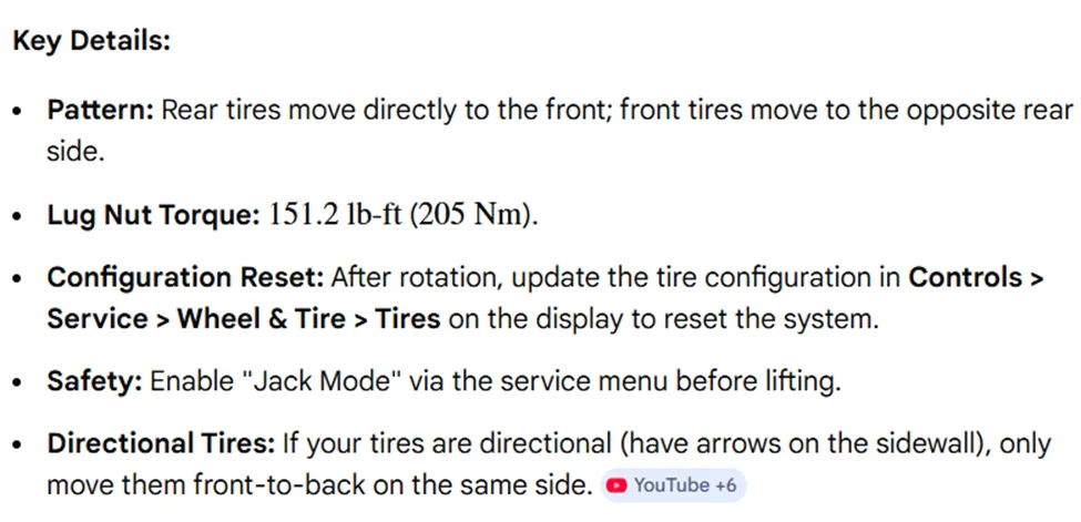 Tesla Cybertruck What is the ideal tire rotation pattern for the CyberTruck (AWD/RearStear) 1773296432009-kz