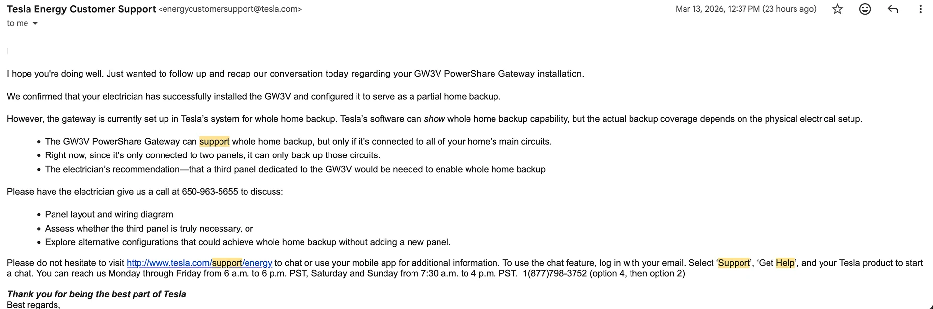 Tesla Cybertruck Installer Error: My "Whole Home" Powershare was wired as "Partial Home" – Need Advice on Rework 1773506027866-30