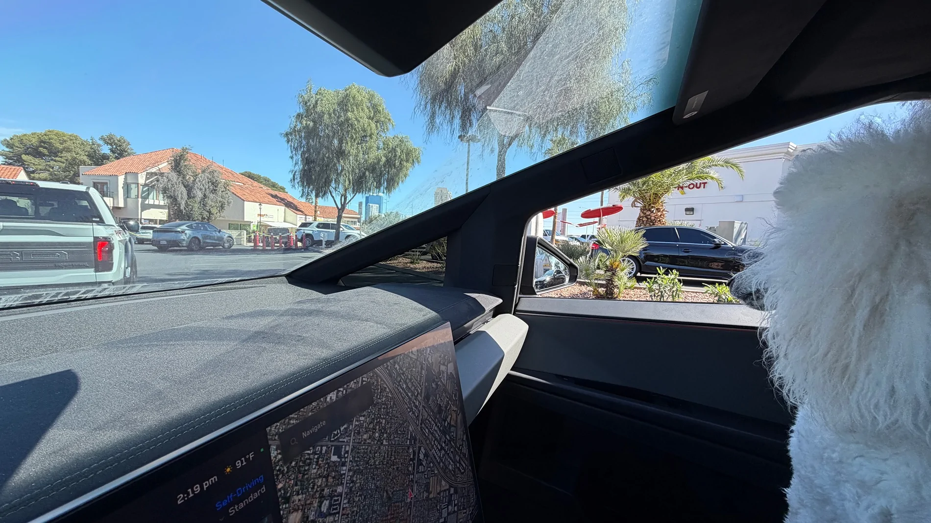 Tesla Cybertruck Am I the only one who’s discovered how incredibly useful FSD is in Long drive-through lines? In-N-Out you’ve met your match! IMG_2781
