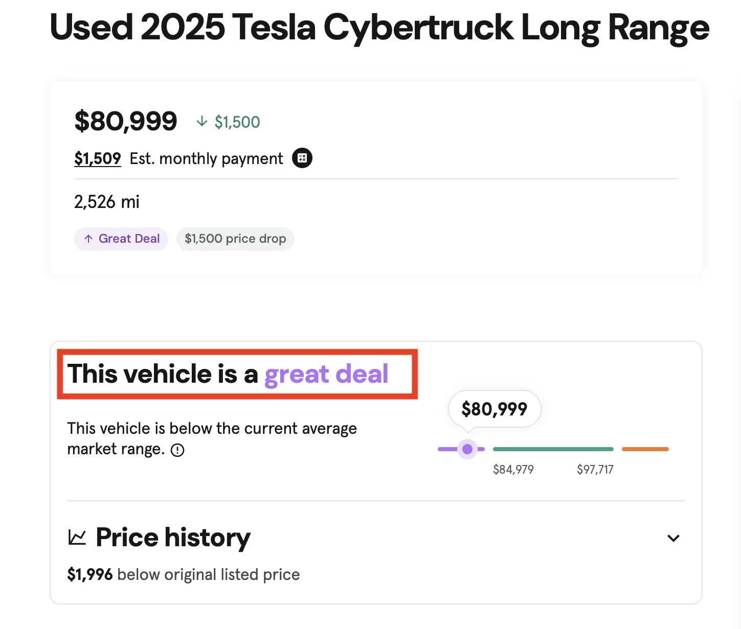 Tesla Cybertruck First RWD Cybertruck on Cars and Bids Auction. What do you think its worth? used 3