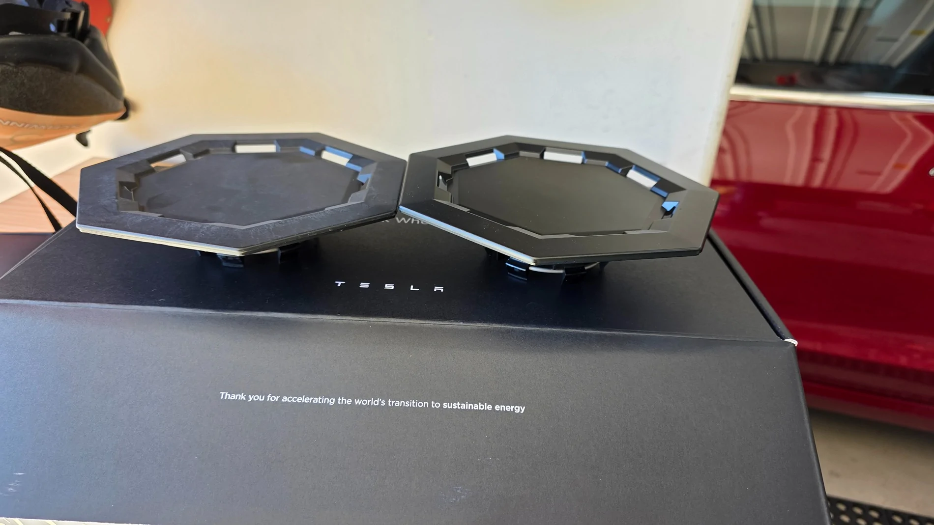 Tesla Cybertruck Tesla OEM Core Wheel Center Cap Kit now available side_side_high_angl
