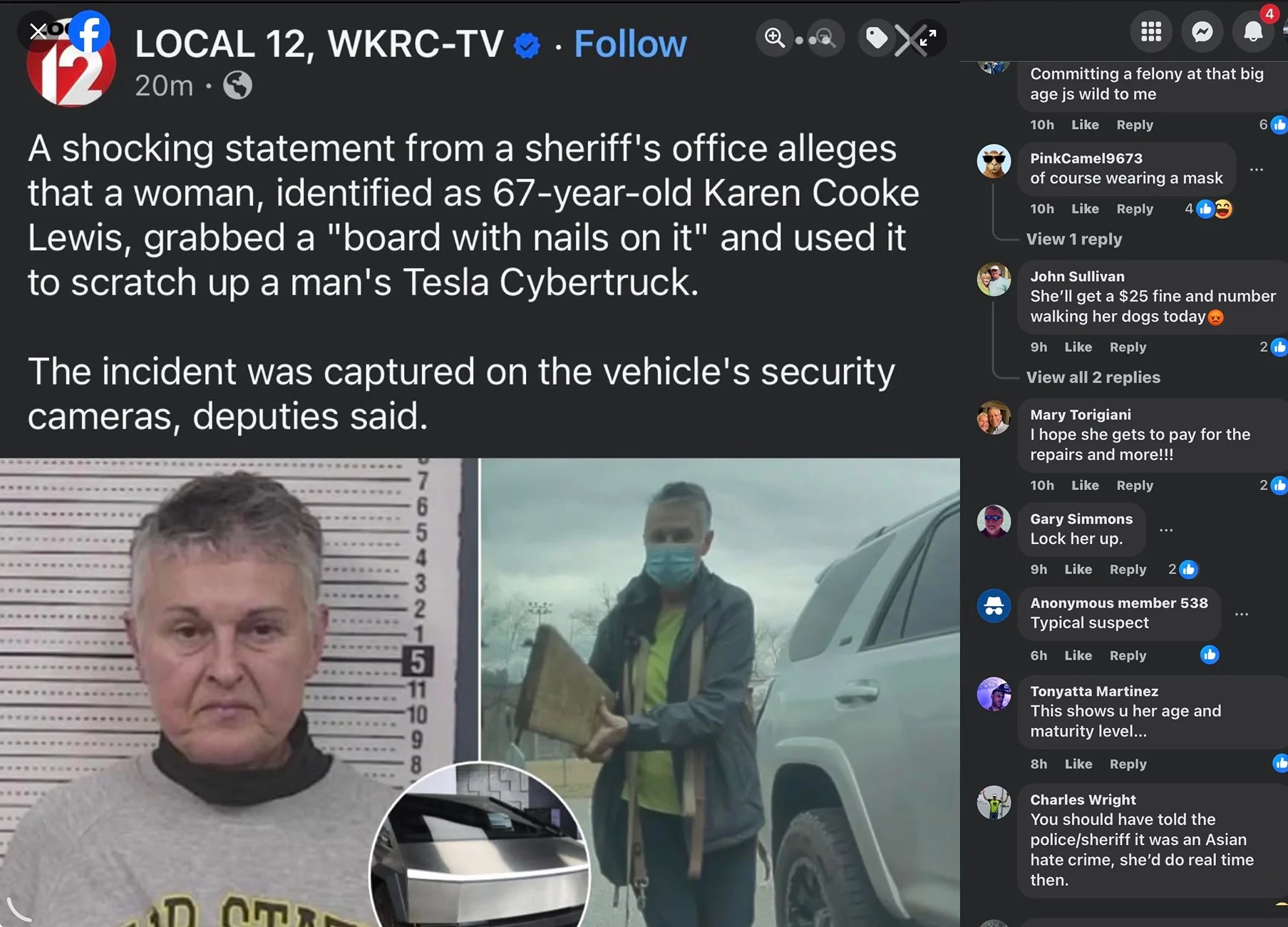 Tesla Cybertruck 67 year old woman arrested for vandalizing Cybertruck [ADMIN WARNING: NO POLITICS] IMG_2646