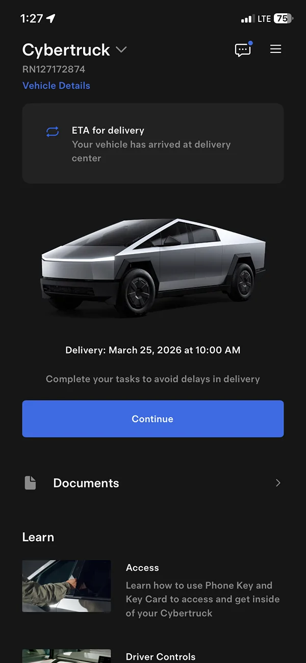 Tesla Cybertruck Premium ordered 2/24. Received VIN today, 3/19 IMG_5091
