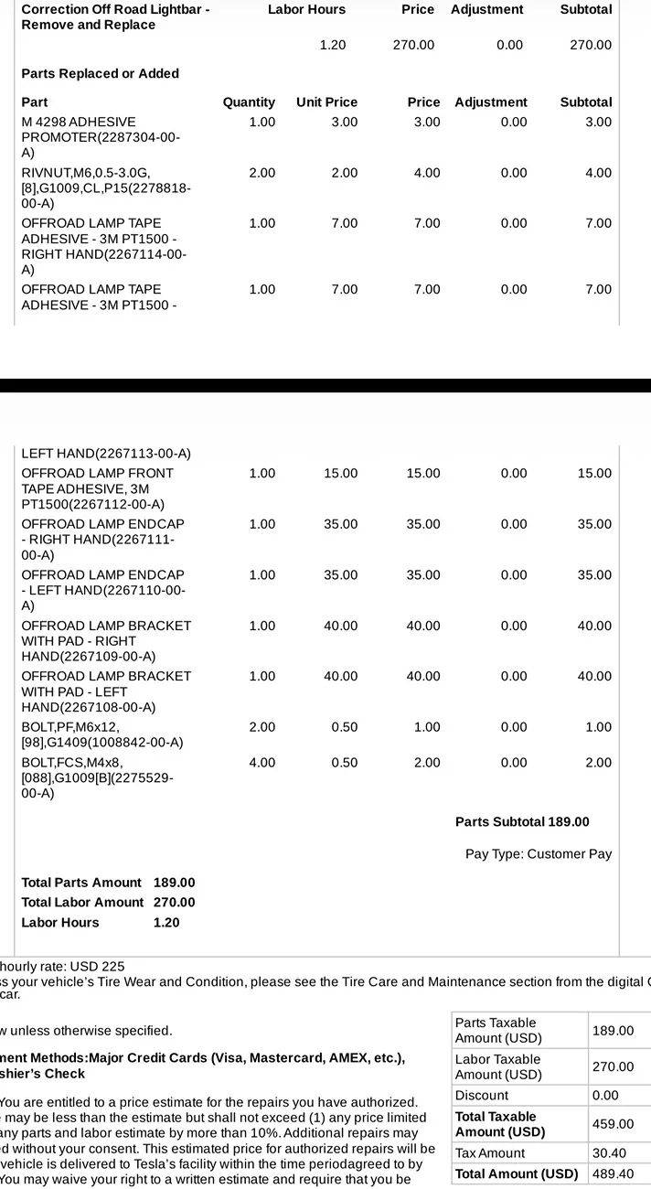 Tesla Cybertruck OEM Light bar Parts breakdown and pricing IMG_2677
