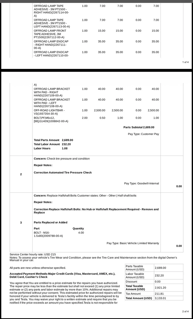 Tesla Cybertruck OEM Light bar Parts breakdown and pricing IMG_1228