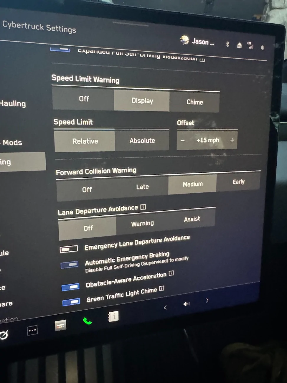 Tesla Cybertruck Lane Departure Avoidance / Emergency Lane Departure Avoidance mystery setting IMG_0058