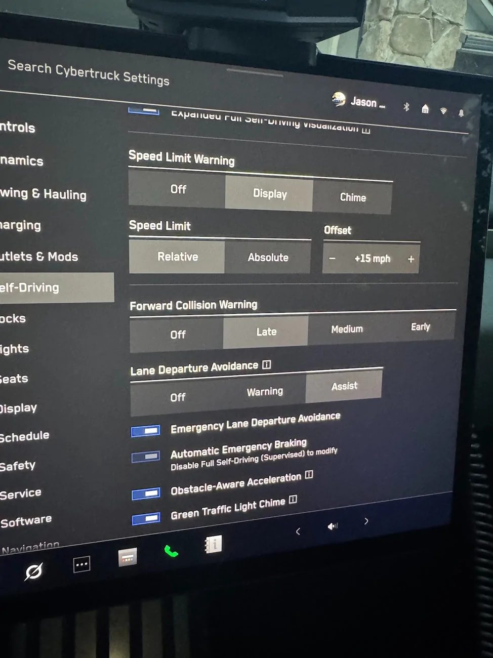 Tesla Cybertruck Lane Departure Avoidance / Emergency Lane Departure Avoidance mystery setting IMG_0060