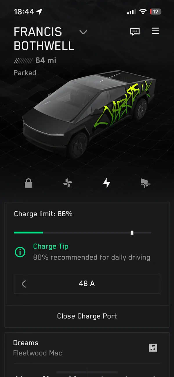 Tesla Cybertruck Phone app and car not showing ‘start charging’ option since yesterday. IMG_4996