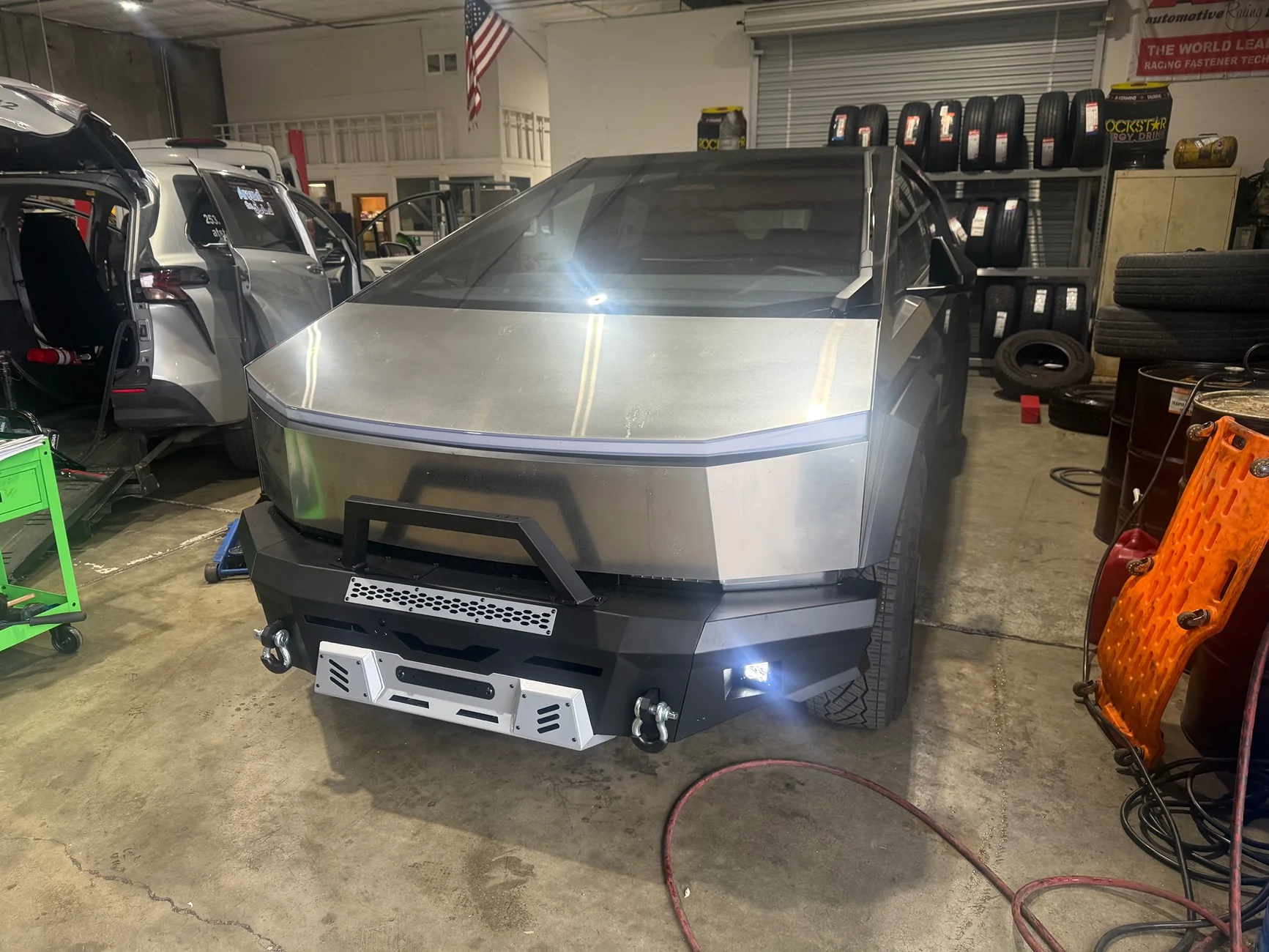 Tesla Cybertruck Wolfstorm front bumper installed IMG_6362