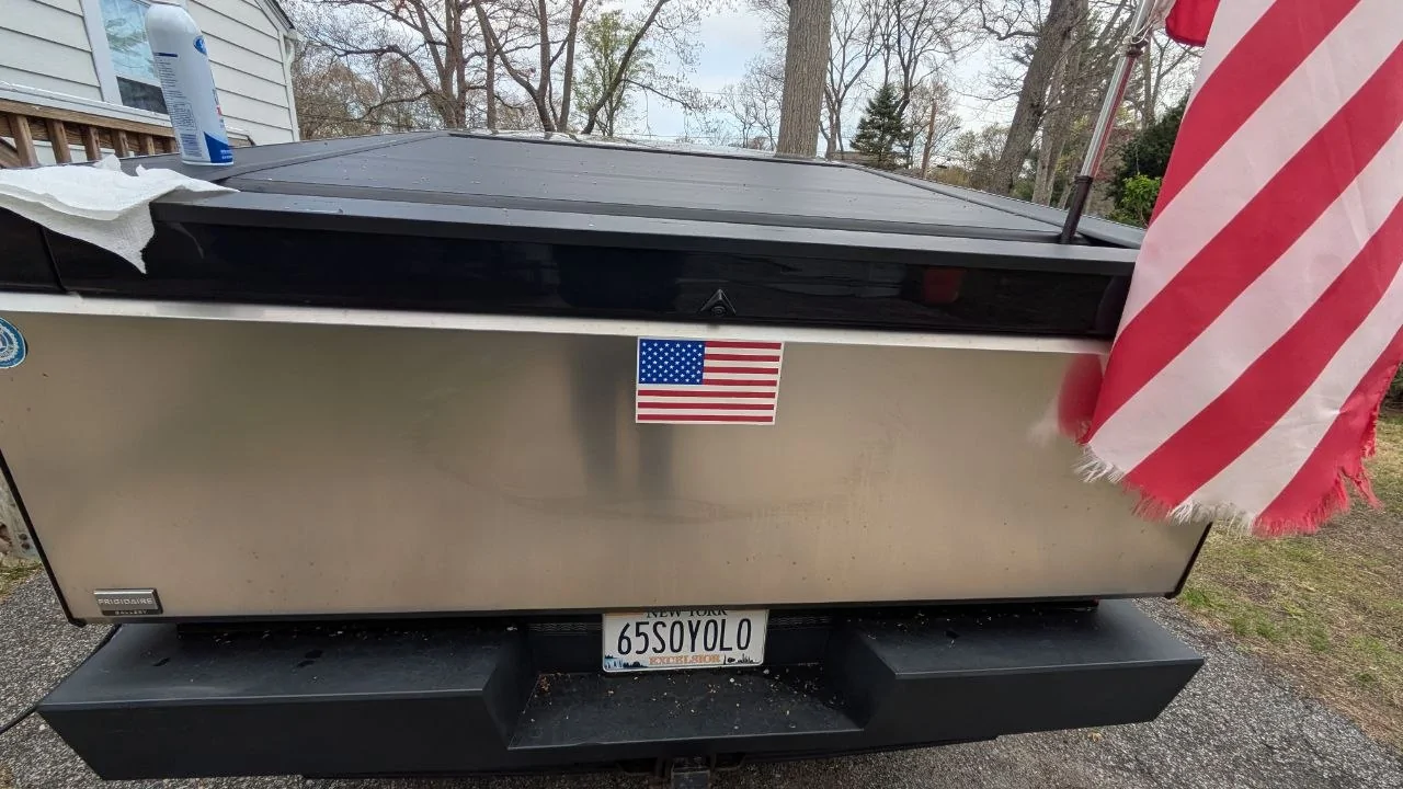 Tesla Cybertruck Magnetic sticker damage - how to restore stainless steel finish? tg2