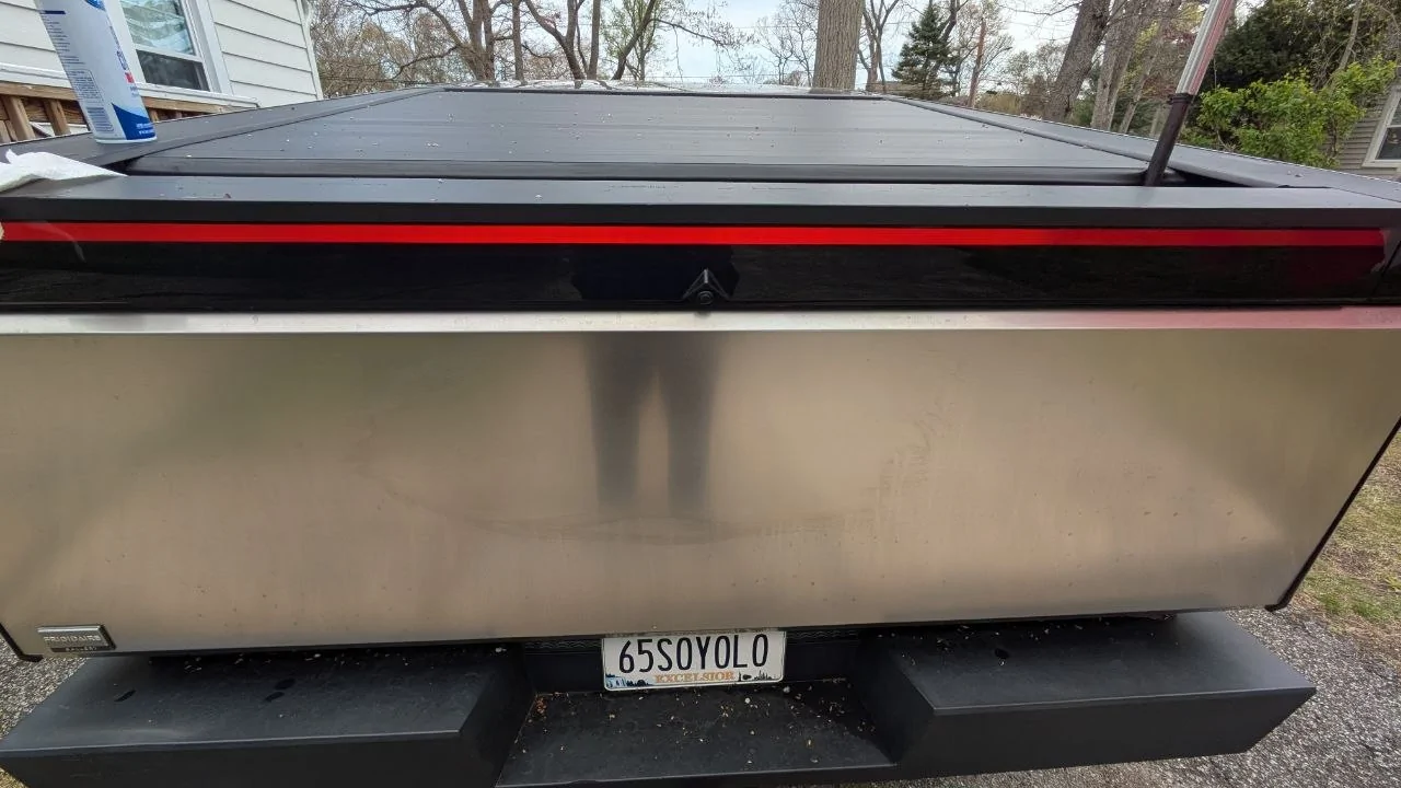 Tesla Cybertruck Magnetic sticker damage - how to restore stainless steel finish? tg1