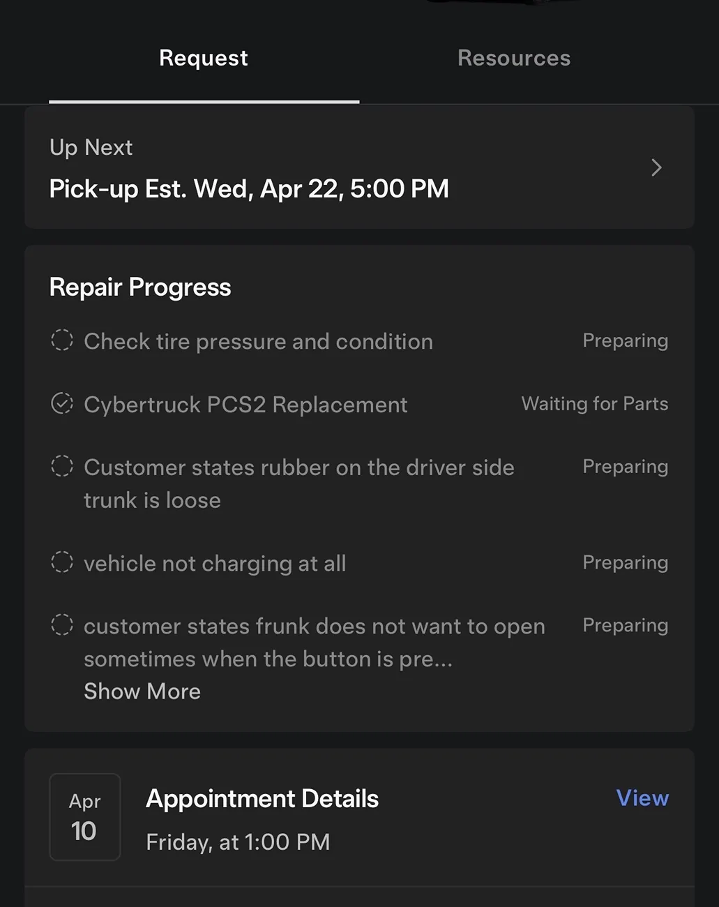 Tesla Cybertruck Tesla pushing update failed PCS to enable supercharging while awaiting PCS repair part IMG_3660