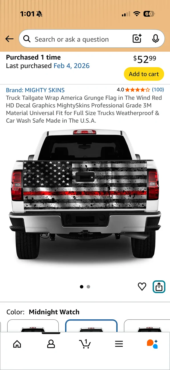 Tesla Cybertruck American flag wrap for tailgate and front hood only 1776747934550-bf