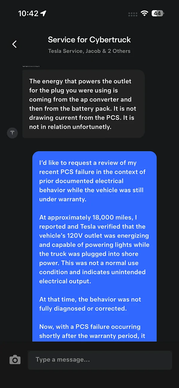 Tesla Cybertruck Tesla pushing update failed PCS to enable supercharging while awaiting PCS repair part 1776794220776-yy