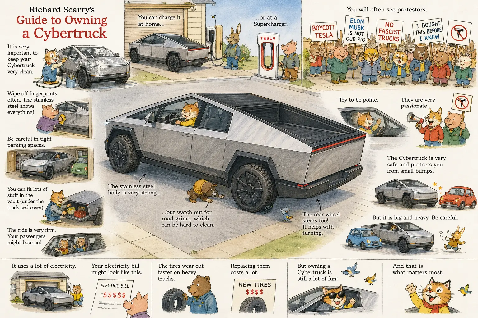 Tesla Cybertruck Cybertruck through the eyes of Richard Scarry 1776966409976-0