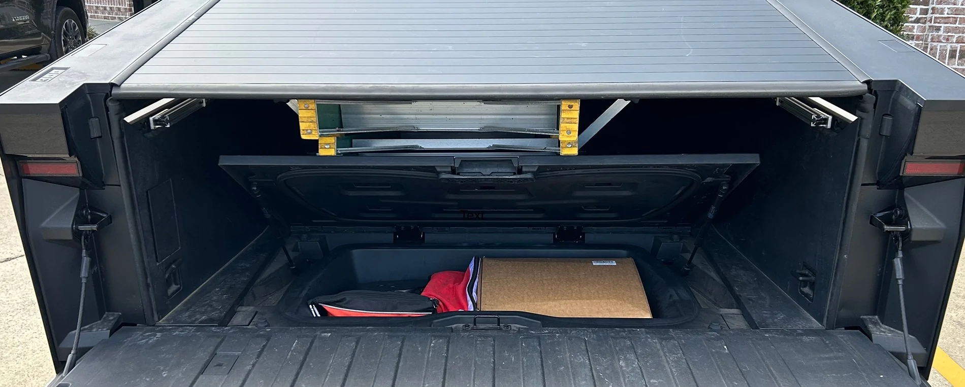 Tesla Cybertruck Custom DIY T-Slot Ladder Rack: Fit a 75-Inch Ladder in a 72-Inch Bed! CT with Ladder and Smuggler Compartment access