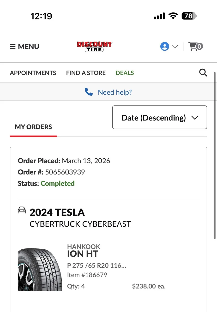 Tesla Cybertruck Switched to Hankook Ion HT 275/65/20 on Cyberwheels to try & boost efficiency IMG_6645