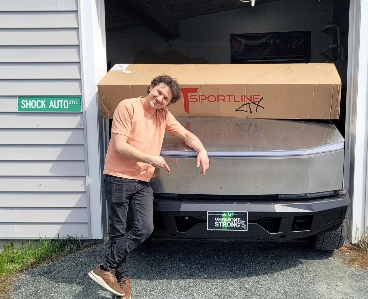 Tesla Cybertruck TSportline front bumper installation. Deep appreciation to Mr. Reid Tomasko, the owner of Shock Auto Styling Reid 2