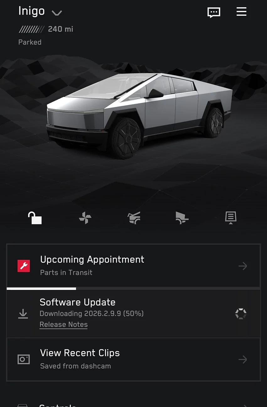 Tesla Cybertruck FSD v14.3.2 just dropped with 2026.2.9.9 update IMG_1823