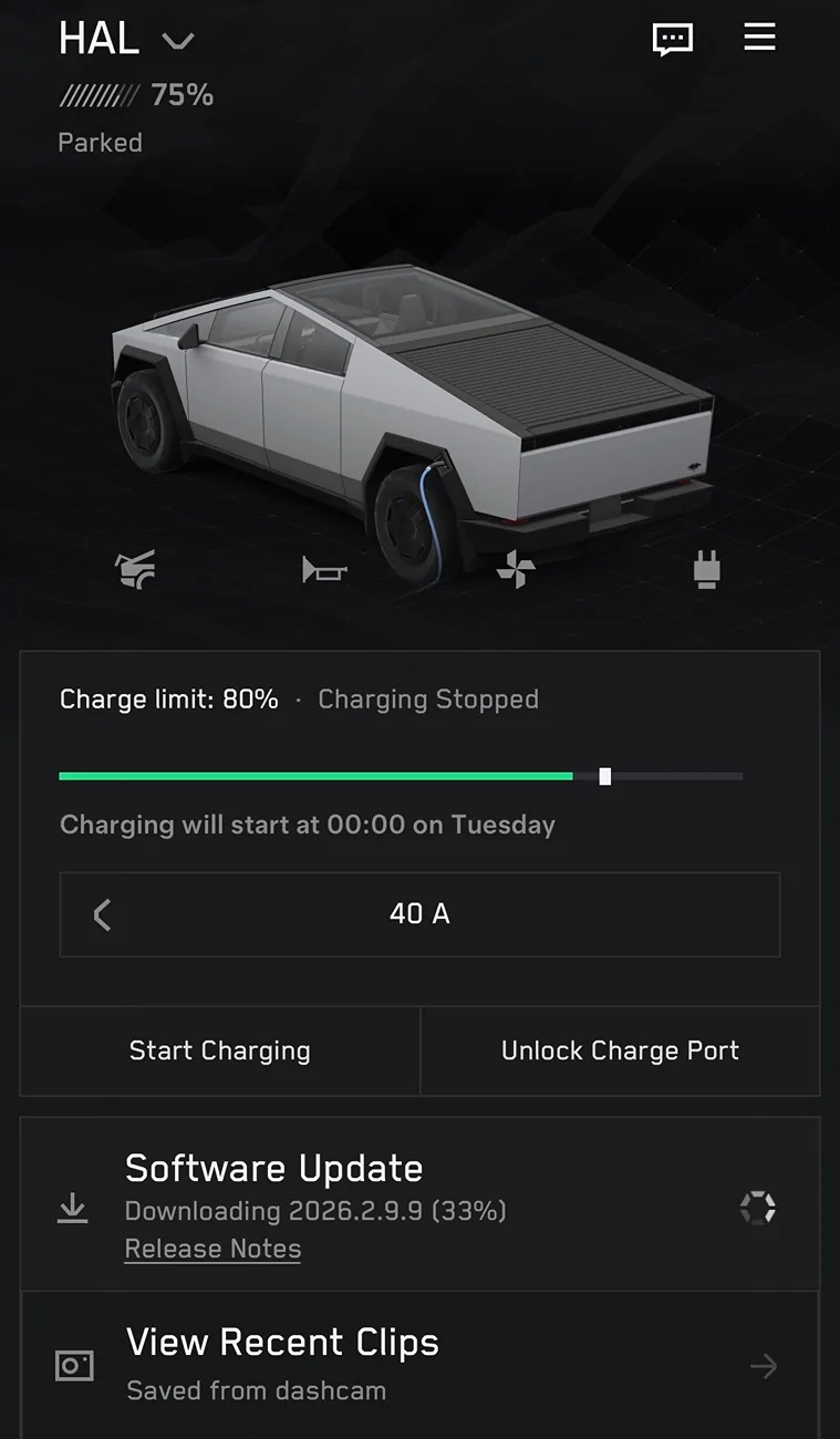 Tesla Cybertruck FSD v14.3.2 just dropped with 2026.2.9.9 update IMG_1116