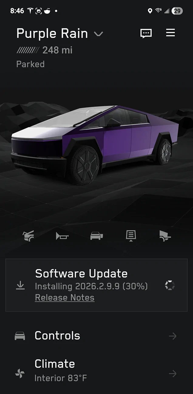 Tesla Cybertruck FSD v14.3.2 just dropped with 2026.2.9.9 update Screenshot_20260427_204654_Tesla