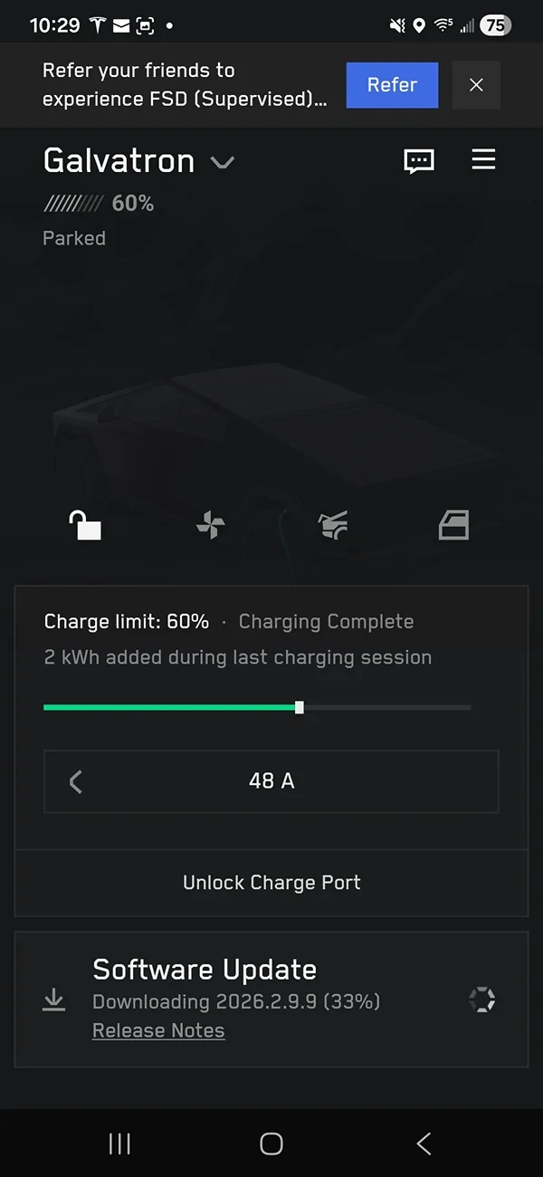 Tesla Cybertruck FSD v14.3.2 just dropped with 2026.2.9.9 update 1000037600