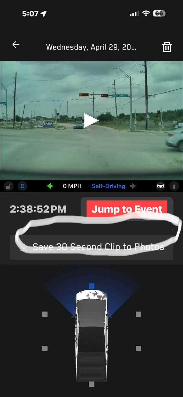 Tesla Cybertruck Tesla iOS app 4.56.0 dashcam viewer IMG_4105