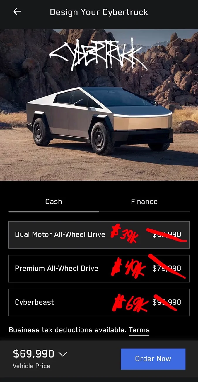 Tesla Cybertruck Dual Motor AWD $59.9k delivery now 2027 IMG_3043