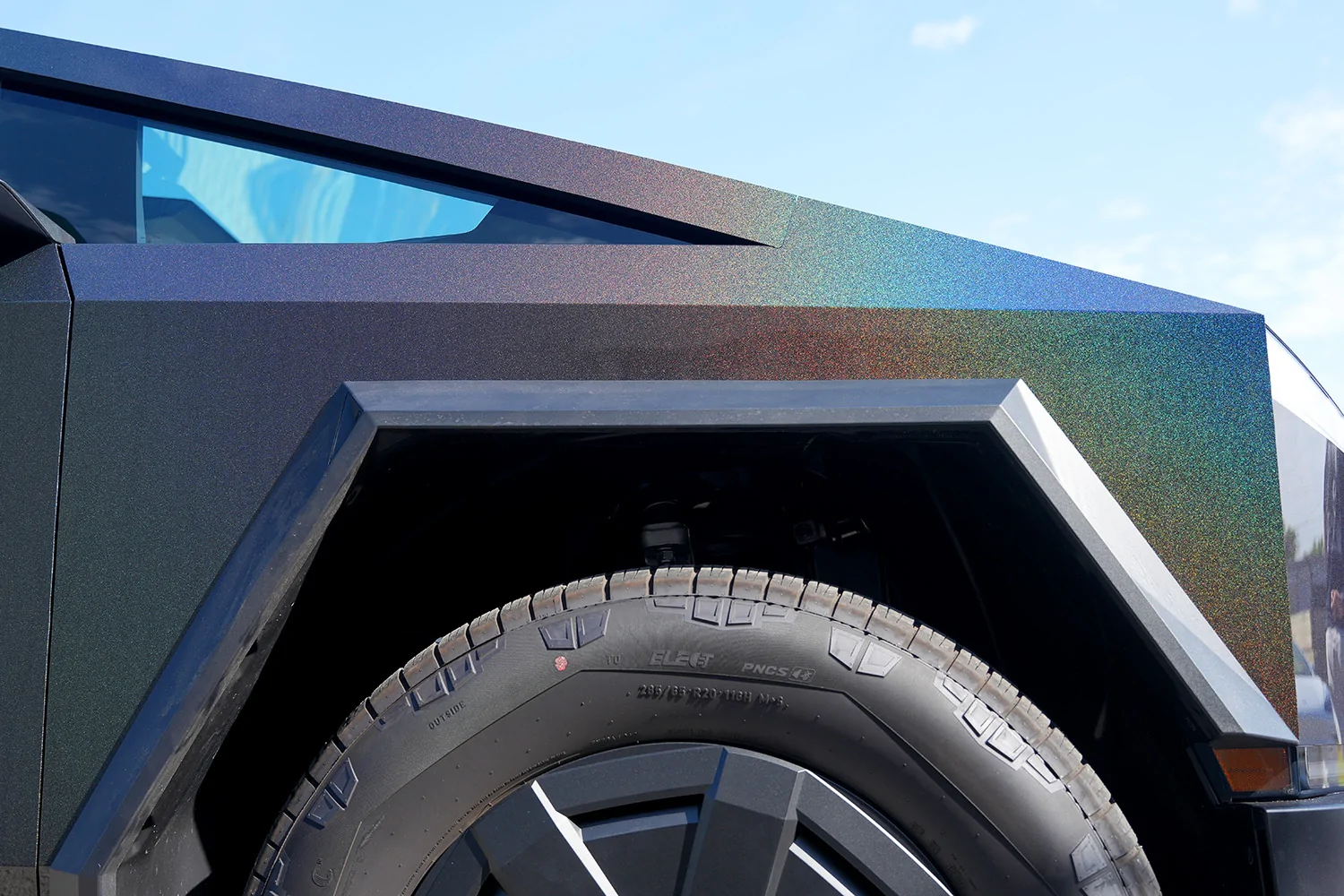 Tesla Cybertruck Cybertruck Wrapped in Custom Black Laser Colored PPF (by DIY Wrap Club / TESBROS) DSC02334