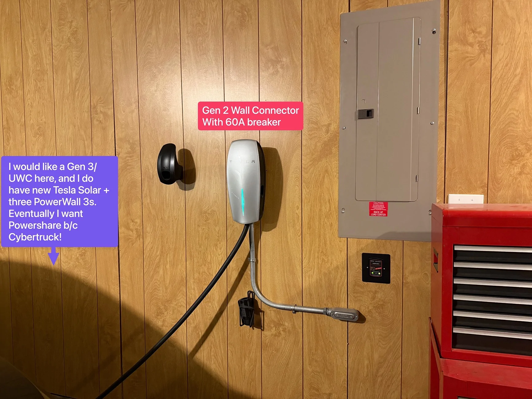 Tesla Cybertruck Adding a 2nd Tesla home charger and tapping the wires. Wall connector