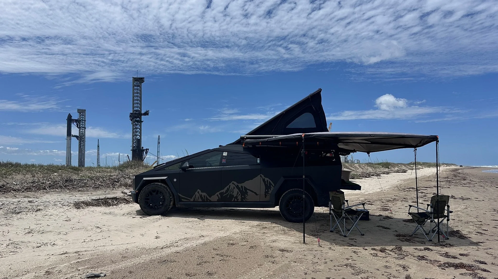 Tesla Cybertruck Camping at CyberBeach for Starship Flight 12 Launch IMG_8509