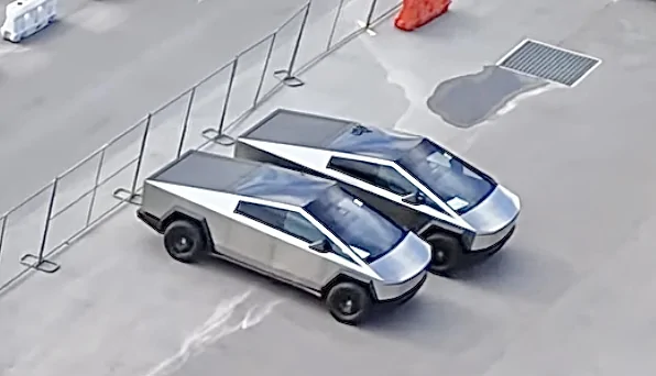 Tesla Cybertruck $59K SAWD - Deliveries soon?!🤞🤞 2 Standard AWD Cybertrucks spotted at Gigafactory outbound lot! Screenshot 2026-05-11 at 10.27.33 PM