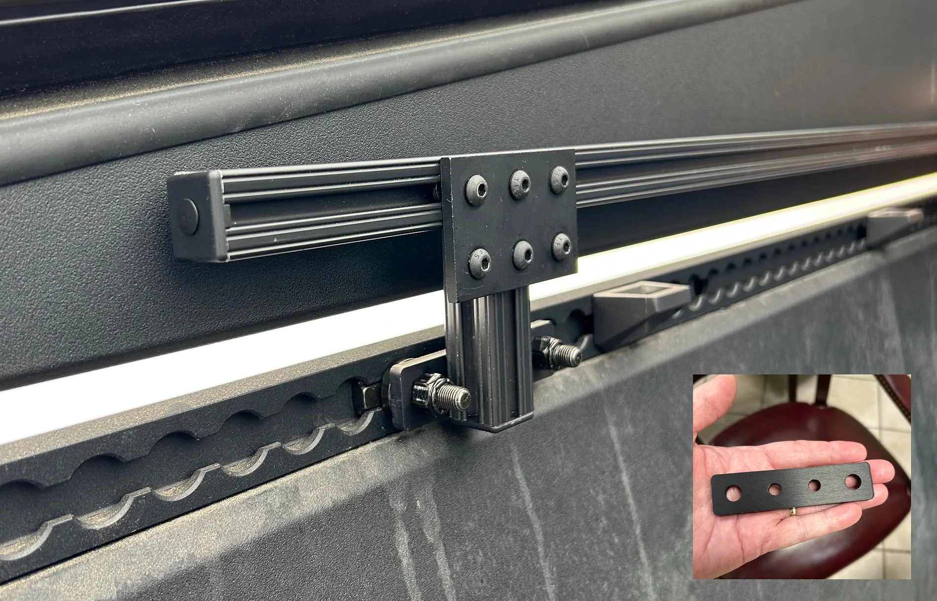 Tesla Cybertruck Custom DIY T-Slot Ladder Rack: Fit a 75-Inch Ladder in a 72-Inch Bed! CT Black T-Slot Adaptor with Insert