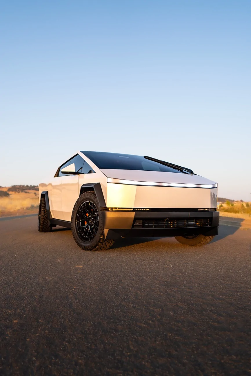 Tesla Cybertruck Tesla Buyback. Parts for sale. Vossen HFx1 rims with 35"nittos and Mars Roofrack IMG_8701