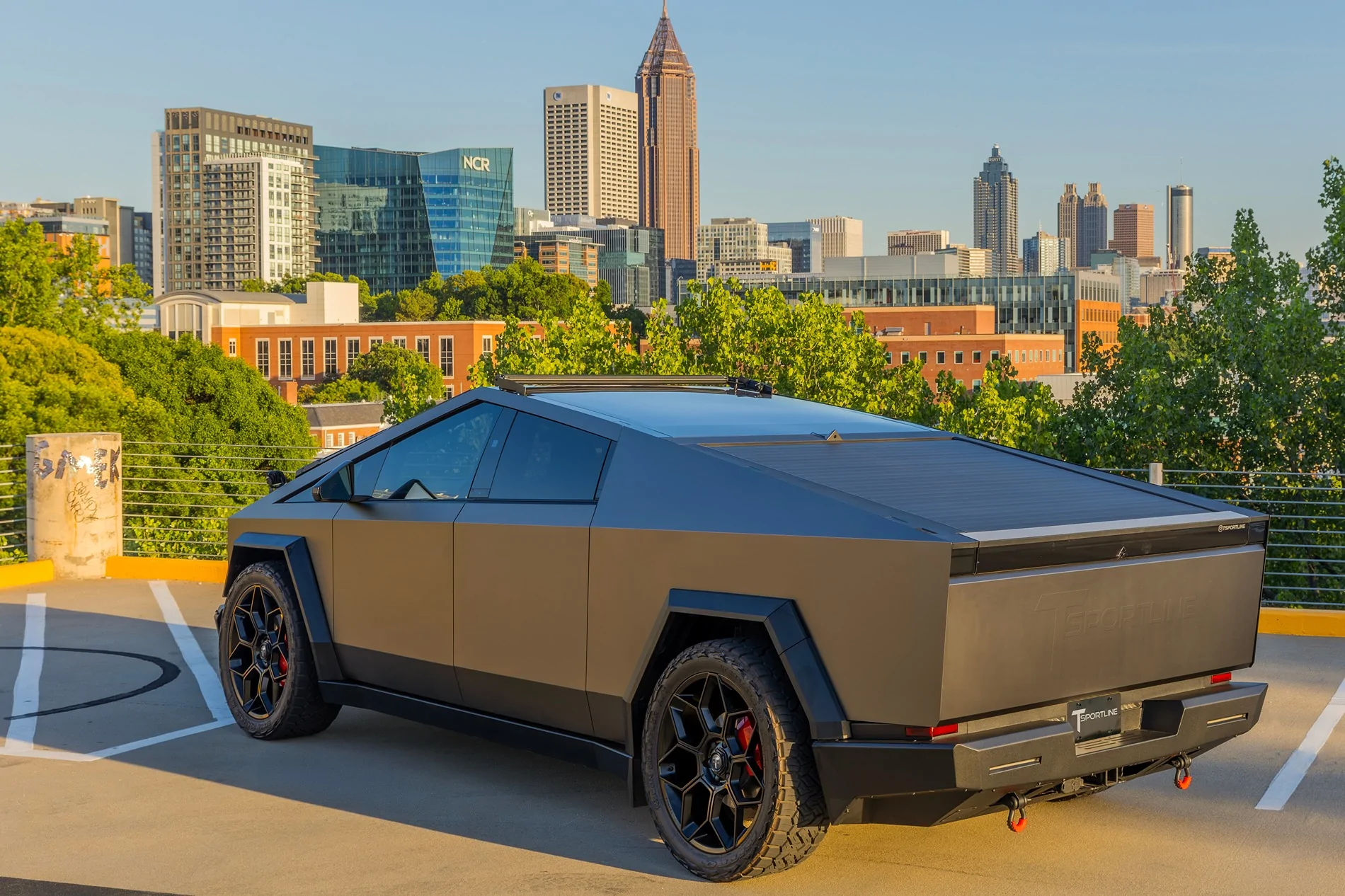 Tesla Cybertruck Ultimate Cybertruck - T Sportline 24" CT7 / 18" CT6B Beadlocks - CTX Bumpers / Light bars - TMaxx Colored PPF DIY tmaxx-satin-meteor-steel-tesla-cybertruck-24-inch-ct7-forged-wheels-satin-black-ctx-front-rea