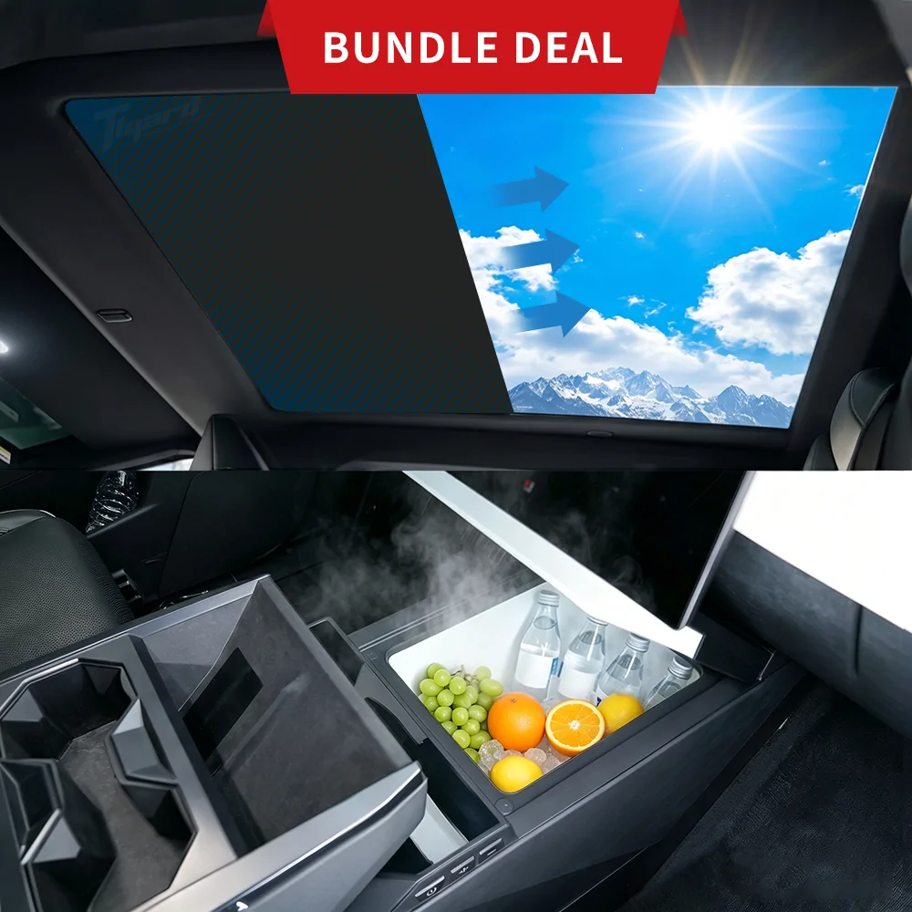 Tesla Cybertruck 🔥 Cybertruck Bundle Sale – Voice-Control Sunshade + Built-In Fridge + Extra 30% Off! Cybertruck Voice-Activated Electric Sunshade + 18lPortable Car Fridge Bundl