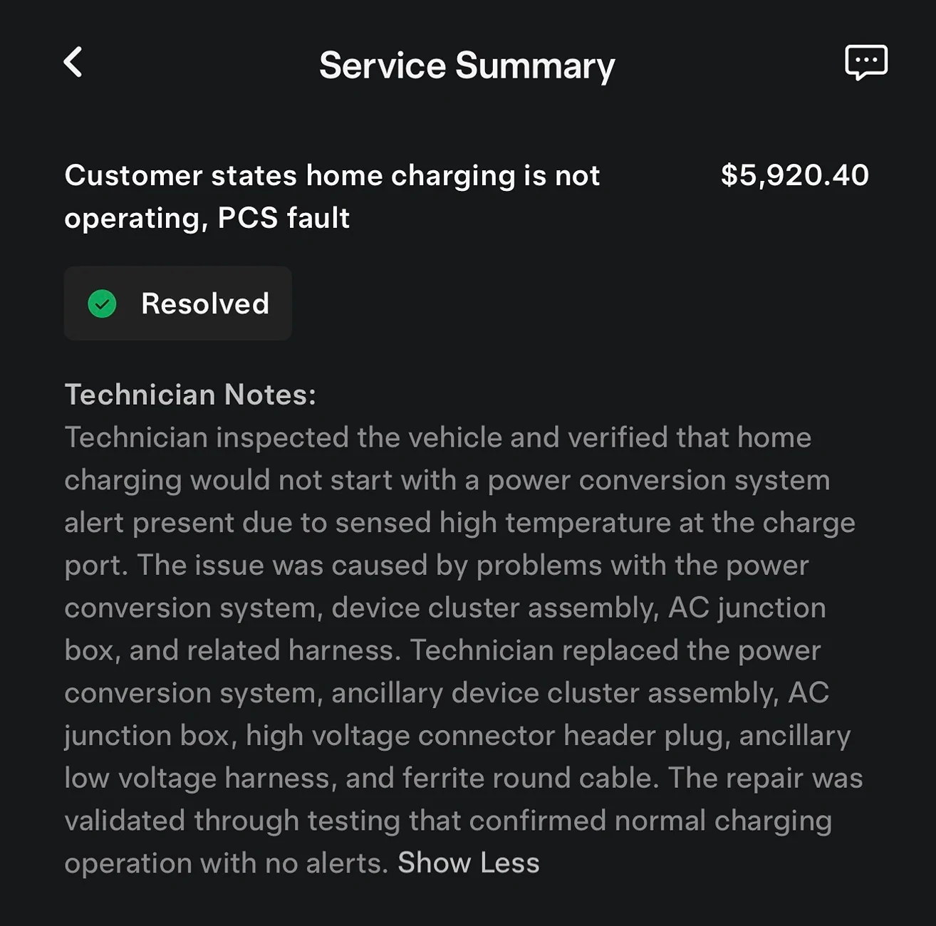 Tesla Cybertruck Tesla pushing update failed PCS to enable supercharging while awaiting PCS repair part IMG_9664