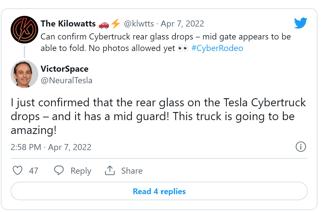 Tesla Cybertruck Cybertruck's folding mid gate and roll-down rear window confirmed! 1649471344753
