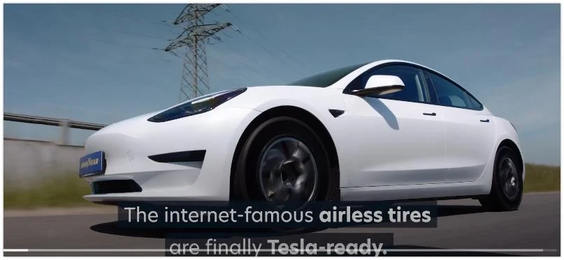 Tesla Cybertruck Airless Tires not adjustable Goodyear’s airless tires are being tested on a Tesla | Mashable 2022-06-06 17-40-02