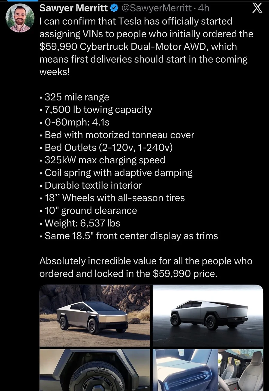 Tesla Cybertruck $59k Base Dual-Motor AWD Cybertruck Begin Delivery! IMG_1543