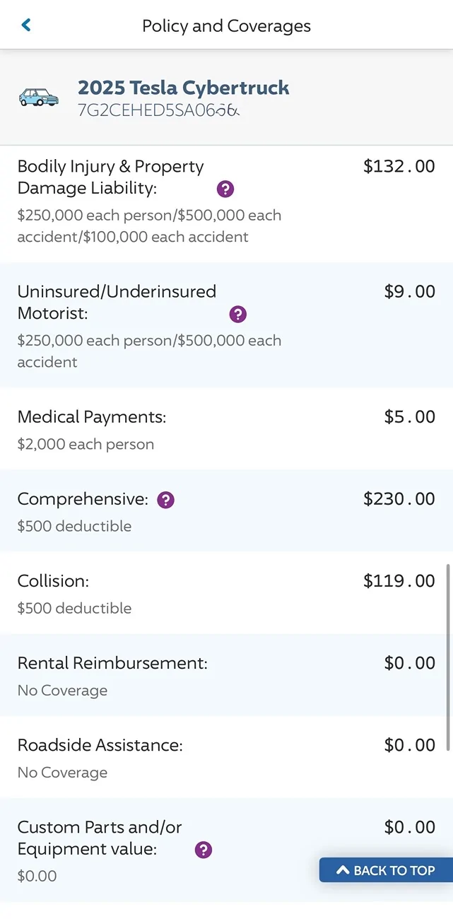 Tesla Cybertruck State Farm Cybertruck STD Insurance Quote $138/month IMG_4596