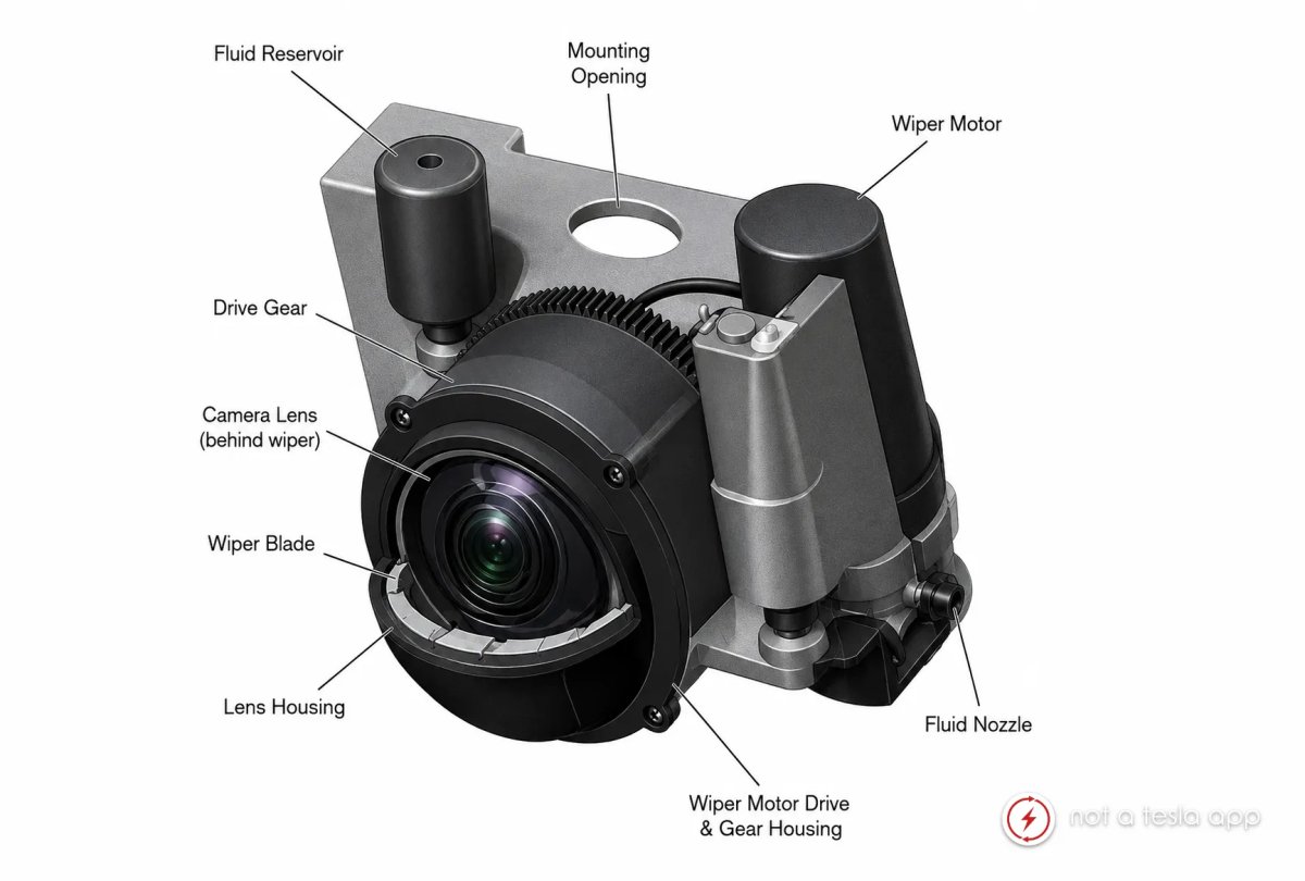 Tesla Cybertruck Tesla Patents Self-Cleaning Camera Lens With Built-In Wiper camera-lens-wiper