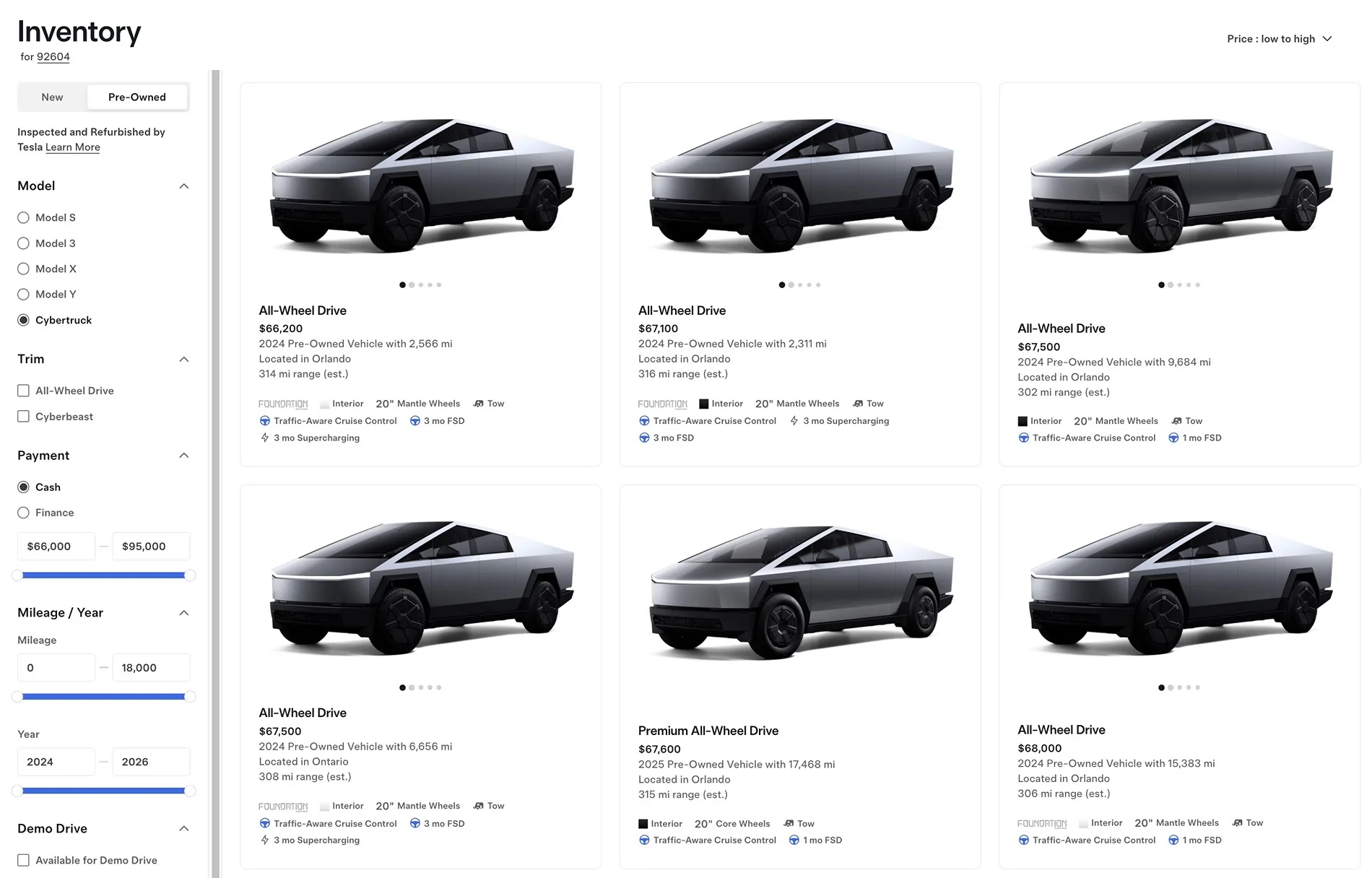 Tesla Cybertruck Pre-Owned Used Cybertrucks Now Available in Tesla Inventory Screenshot 2026-06-01 at 6.37.22 PM