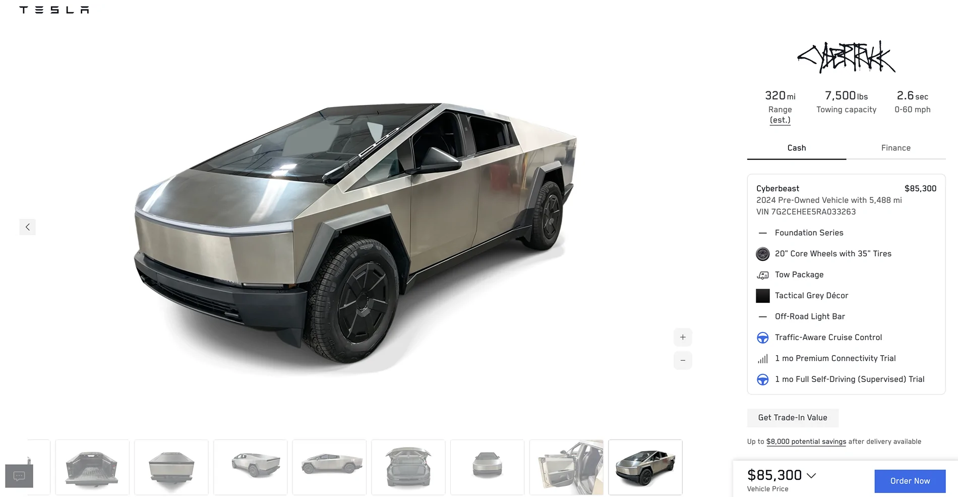 Tesla Cybertruck Pre-Owned Used Cybertrucks Now Available in Tesla Inventory Screenshot 2026-06-02 at 7.39.13 AM