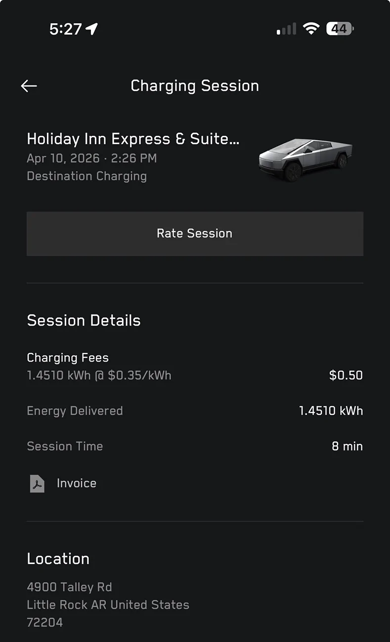 Tesla Cybertruck Charging rate appears to be below 1C IMG_9755
