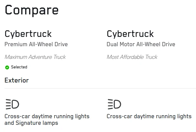 Tesla Cybertruck What are "signature lamps" and should I care that my Poor Mans CT does not have them? 1781114143489-gx